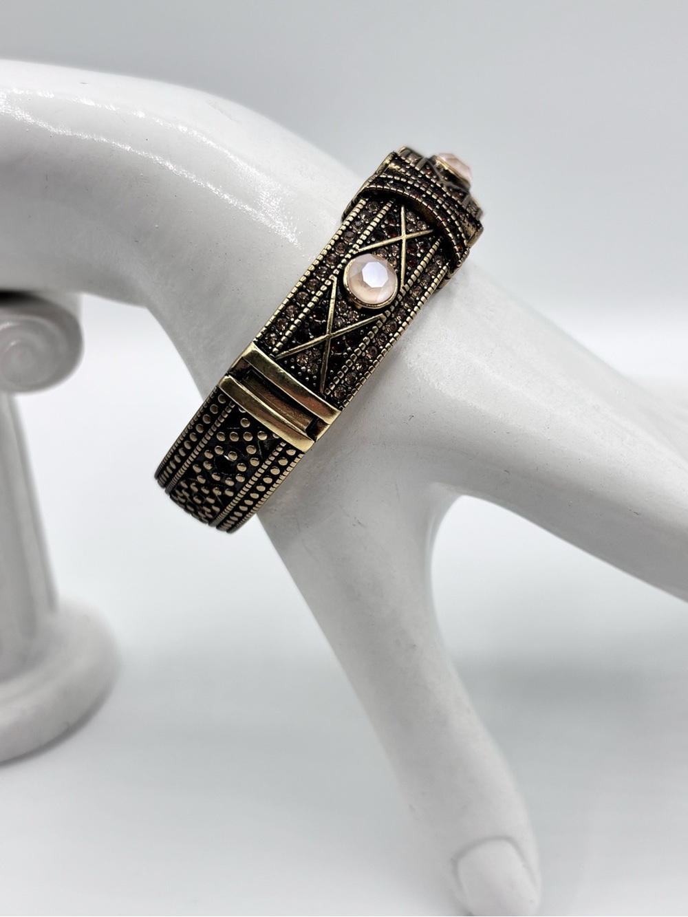 Heidi Daus Conscious Coupling Cuff Single Hinge Bangle in Champagne - Picture 4 of 11